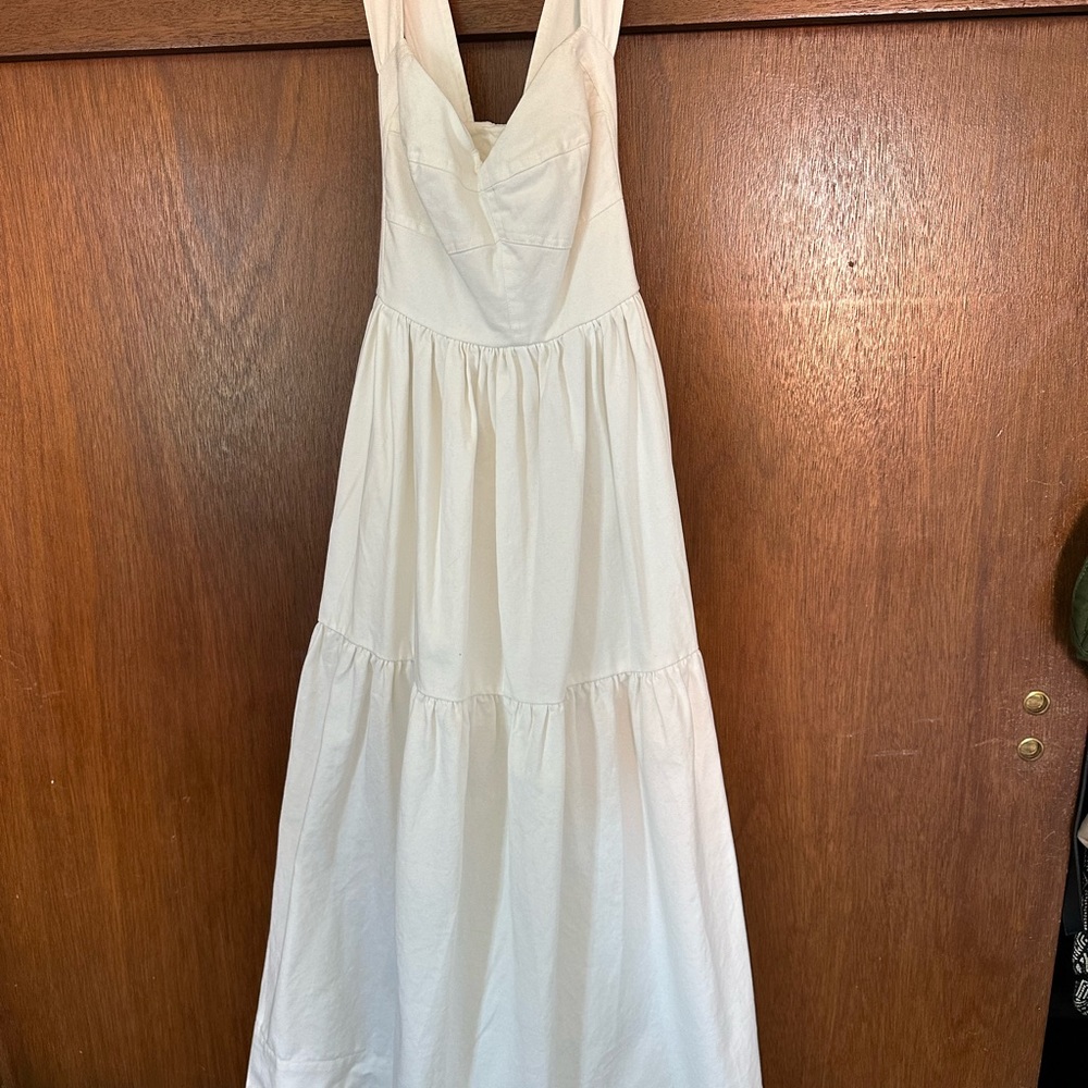 Anthropologie - Forever That Girl White Denim Sweetheart Dress. XS. NWT - Picture 7 of 12